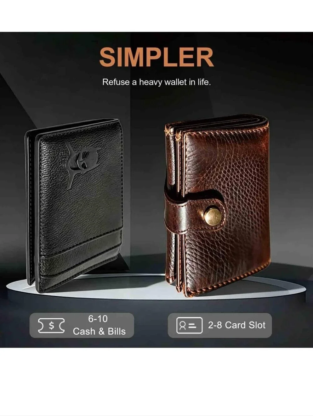 NIB Black Batman Slim PU Leather Card Holder Wallet for Men
